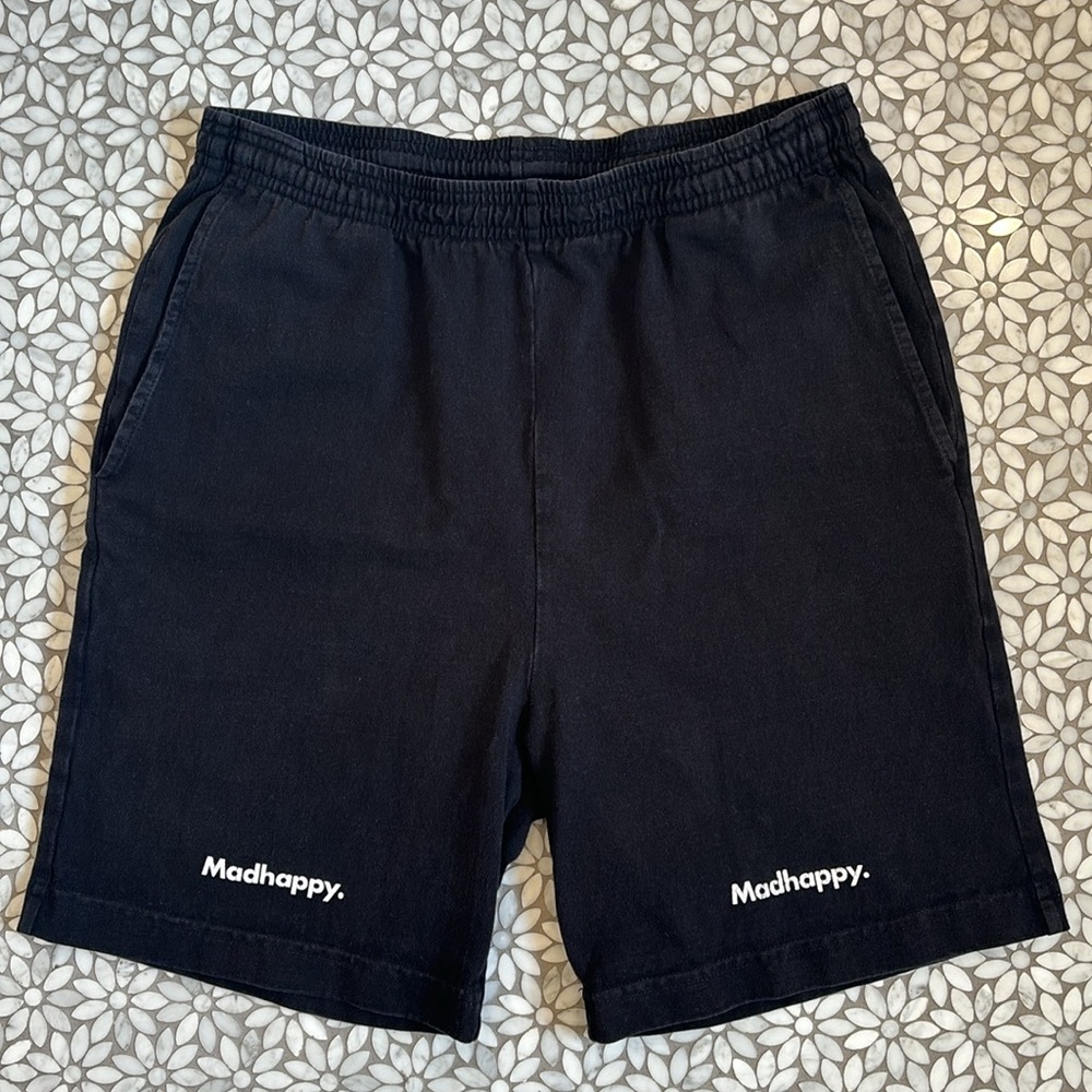 Men's Mad Happy Cotton Shorts in Black, Size‎ M